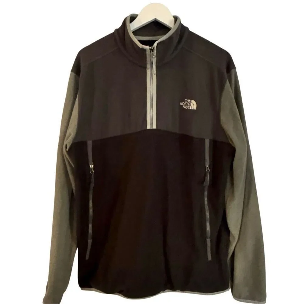The North Face men’s grey color black quarter zip fleece size XL